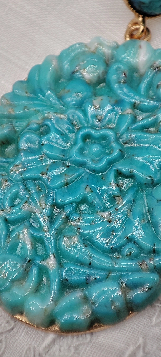 Boucles d'Oreilles Baroques sculptées Turquoise