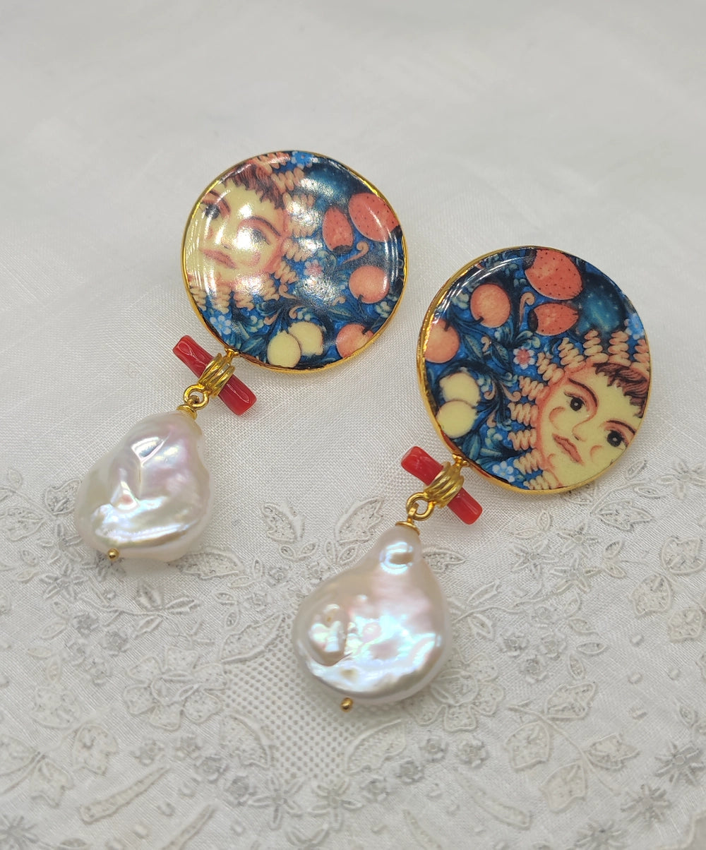 Boucles d'Oreilles Baroque Soleil et Perle