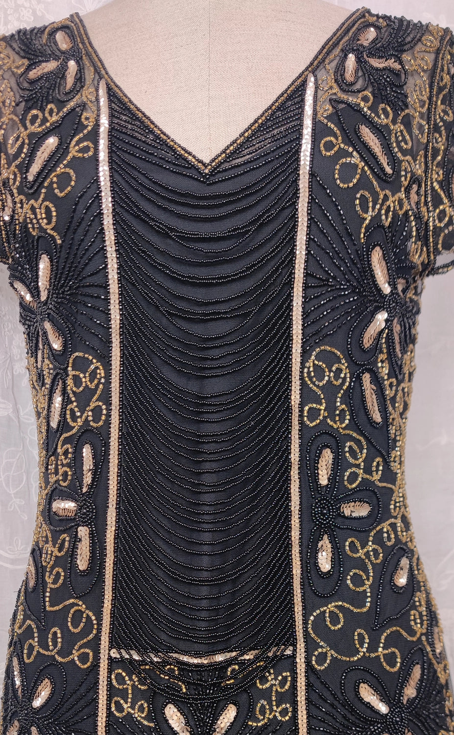 Robe Perlée Charleston 1930 Gold