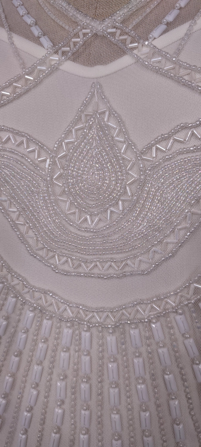Robe Perlée Charleston 1930 Blanche