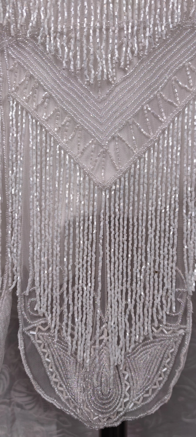 Robe Perlée Charleston 1930 Blanche