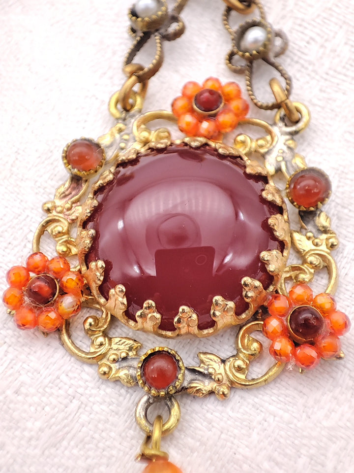 Boucles d'Oreilles Baroque Cornaline et Agate Orange