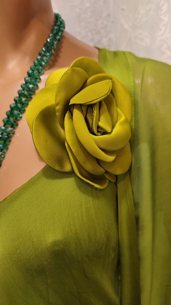 Robe Vert Pomme en Soie et Viscose