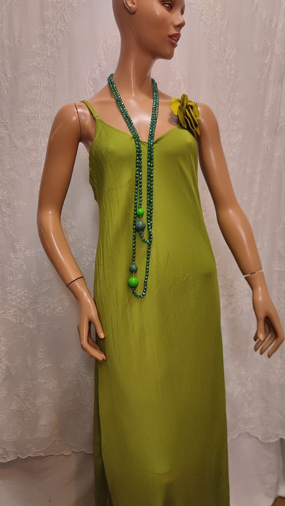 Robe Vert Pomme en Soie et Viscose
