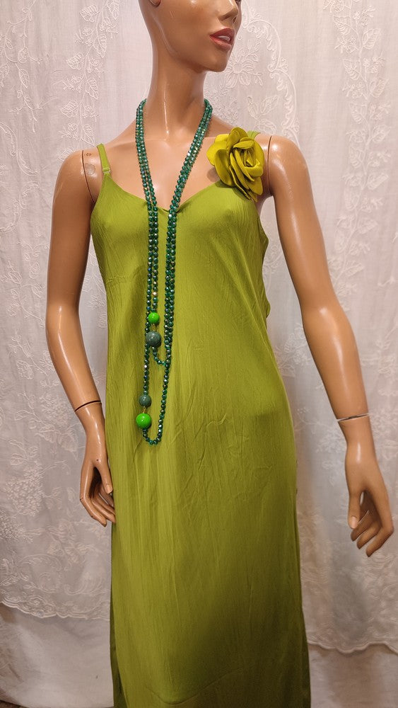 Robe Vert Pomme en Soie et Viscose