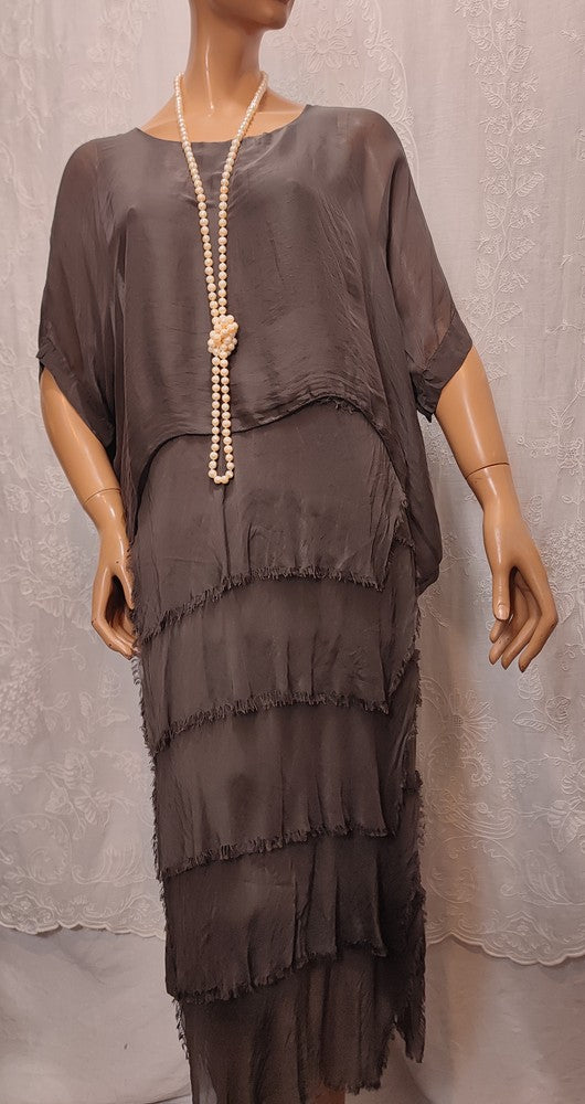 Robe Marron en Soie et Viscose