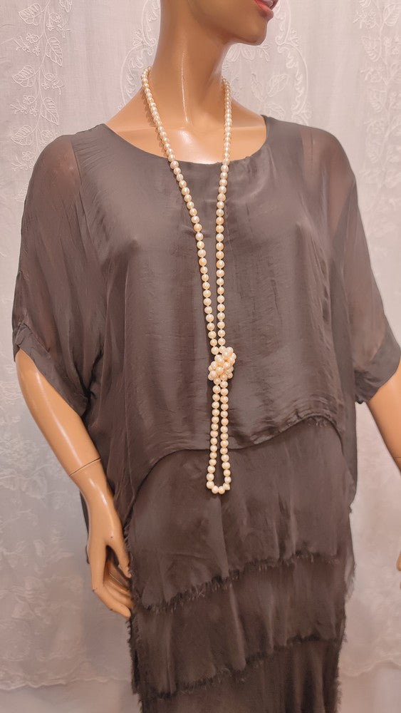 Robe Marron en Soie et Viscose