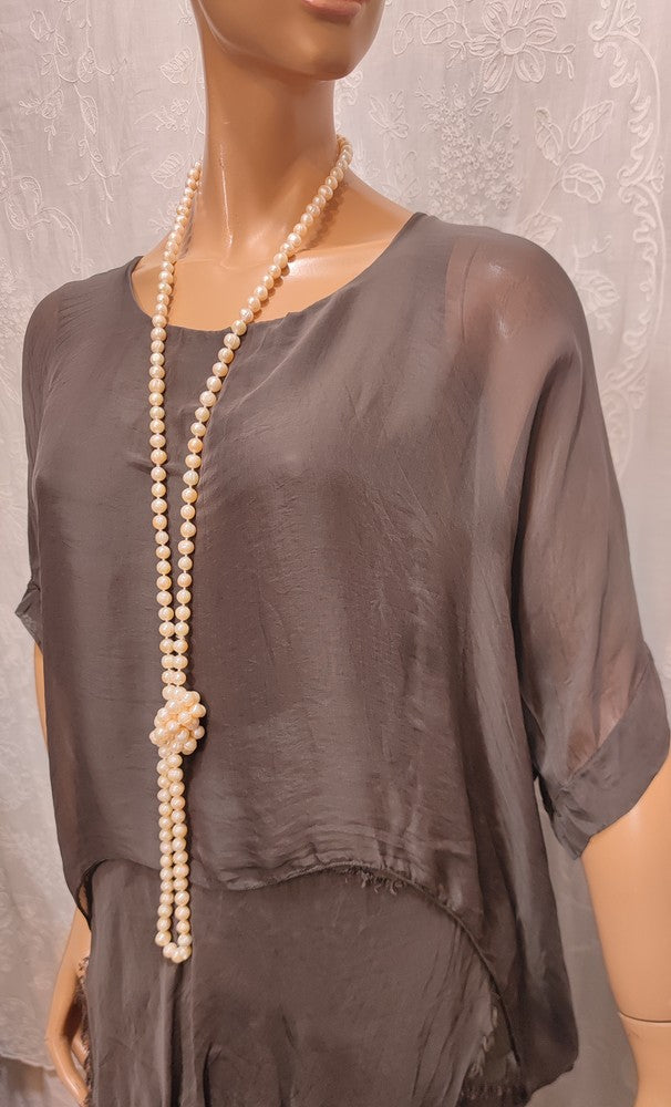 Robe Marron en Soie et Viscose