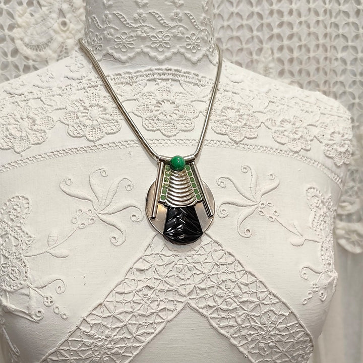 Collier Rotunda - Art Déco | Métal Argenté et Carnet de Bal