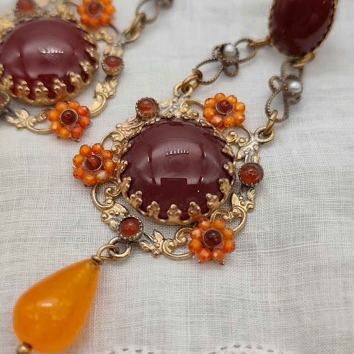 Boucles d'Oreilles Alessandra - Baroque | Laiton, Perles et Cornalines - Au Bonheur Des Dames Toulouse