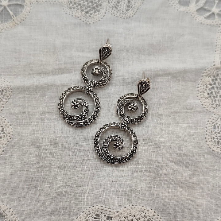 Boucles D'oreille Art Déco Argent et Marcassites