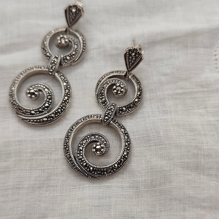 Boucles D'oreille Art Déco Argent et Marcassites