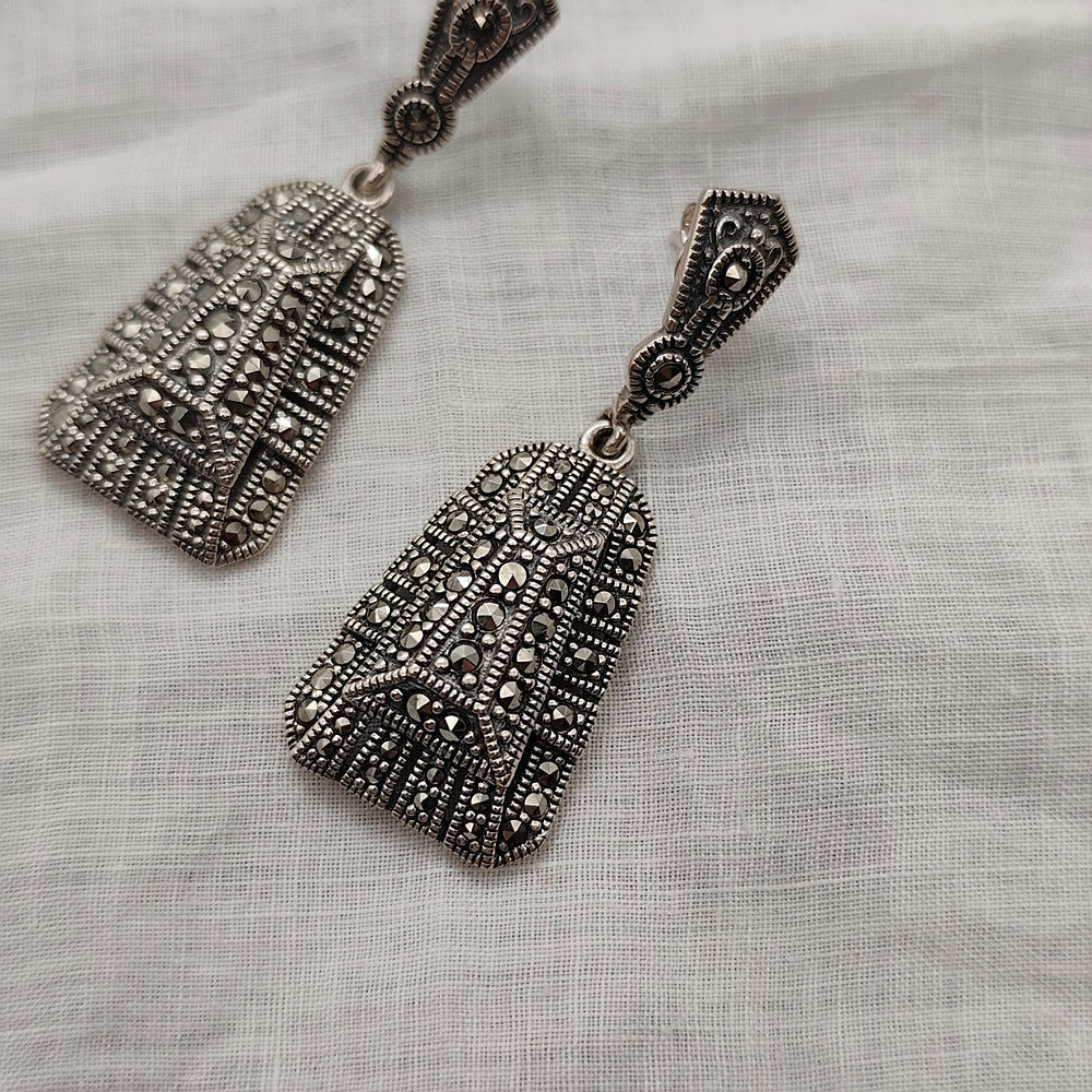 Boucles D'oreille Style Art Déco en Argent 925 - Au Bonheur Des Dames Toulouse