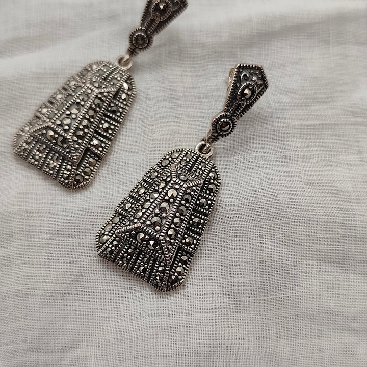 Boucles D'oreille Style Art Déco en Argent 925 - Au Bonheur Des Dames Toulouse