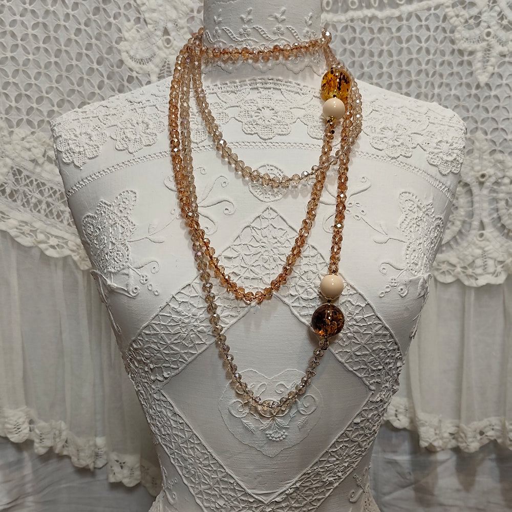 Collier Cristallo Lungo Bronzo - Fantaisie | Cristal et Résine