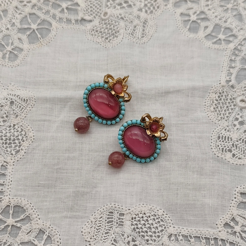Boucles d'Oreilles Rosalinda - Baroque | Laiton et Verre - Au Bonheur Des Dames Toulouse