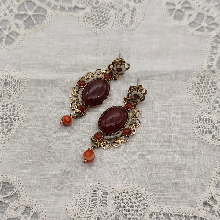 Boucles d'Oreilles Diana - Baroque | Laiton et Cornaline - Au Bonheur Des Dames Toulouse - Boutique de Bijoux Baroque, Art Déco et Fantaisie. Livraison Offerte en France. IMG_20260204_150403