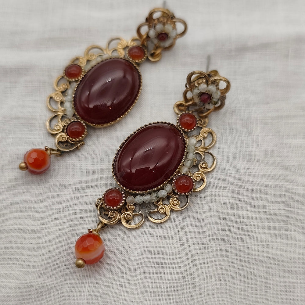 Boucles d'Oreilles Diana - Baroque | Laiton et Cornaline - Au Bonheur Des Dames Toulouse - Boutique de Bijoux Baroque, Art Déco et Fantaisie. Livraison Offerte en France. IMG_20260204_150407