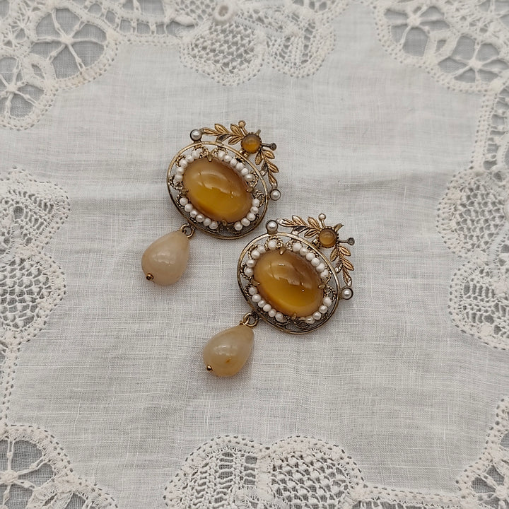 Boucles d'Oreilles Penelope - Baroque | Laiton, Verre et Perles - Au Bonheur Des Dames Toulouse - Boutique de Bijoux Baroque, Art Déco et Fantaisie. Livraison Offerte en France. IMG_20260204_150656