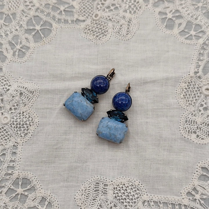 Boucles d'Oreilles Athéna - Fantaisie | Bleu Nuit et Bleu Ciel - Au Bonheur Des Dames Toulouse