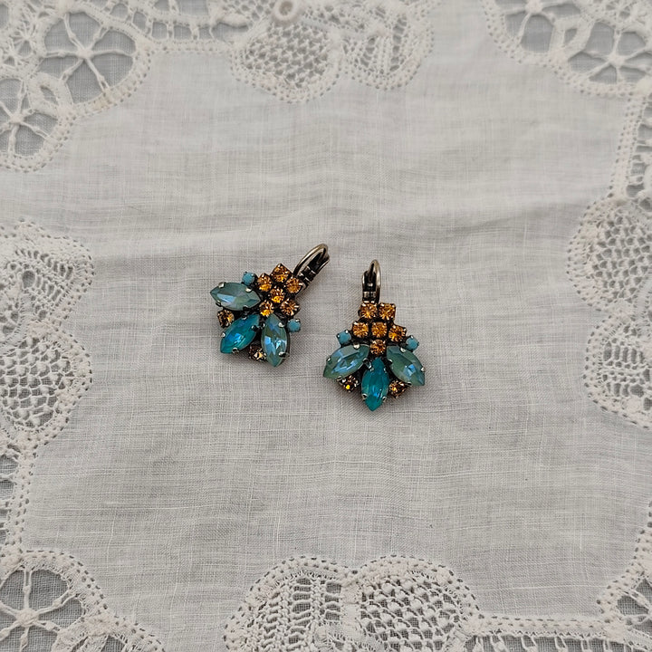 Boucles d'Oreilles Lysandra - Fantaisie | Turquoise et Orange - Au Bonheur Des Dames Toulouse
