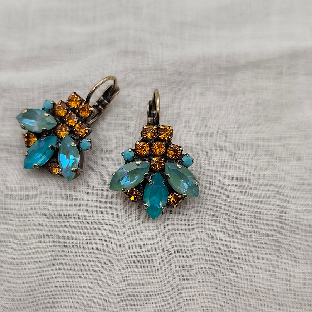 Boucles d'Oreilles Lysandra - Fantaisie | Turquoise et Orange - Au Bonheur Des Dames Toulouse