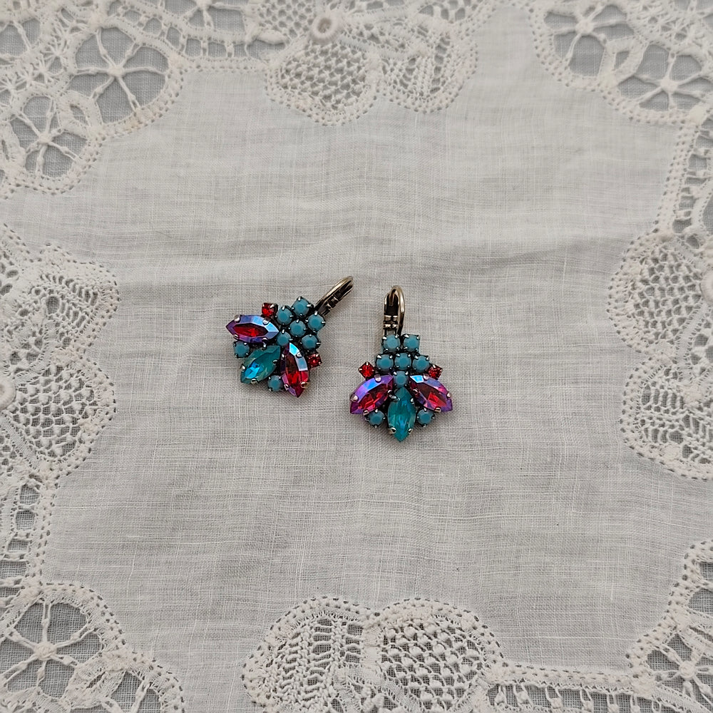 Boucles d'Oreilles Lysandra - Fantaisie | Turquoise et Rouge - Au Bonheur Des Dames Toulouse