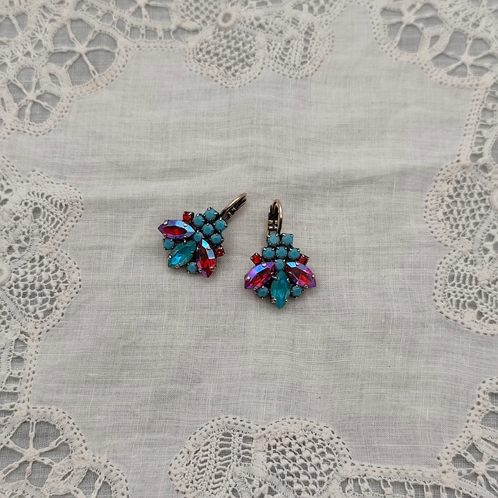 Boucles d'Oreilles Lysandra - Fantaisie | Turquoise et Rouge - Au Bonheur Des Dames Toulouse