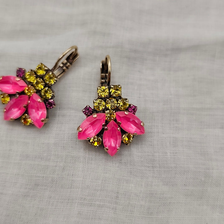 Boucles d'Oreilles Lysandra - Fantaisie | Rose et Jaune - Au Bonheur Des Dames Toulouse