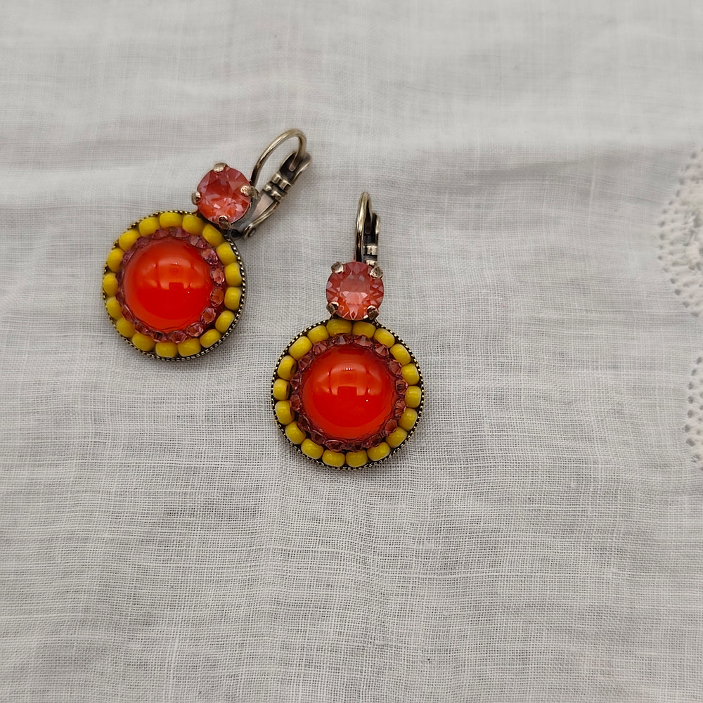 Boucles d'Oreilles Cléo - Fantaisie | Orange et Jaune - Au Bonheur Des Dames Toulouse