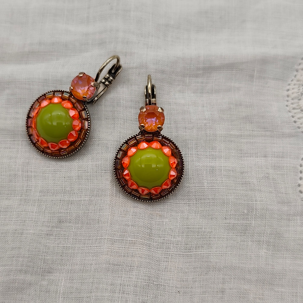 Boucles d'Oreilles Cléo - Fantaisie | Vert Pomme et Orange - Au Bonheur Des Dames Toulouse