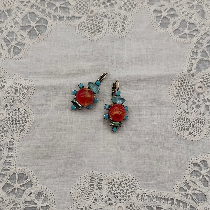 Boucles d'Oreilles Calypso - Fantaisie | Rouge et Turquoise - Au Bonheur Des Dames Toulouse