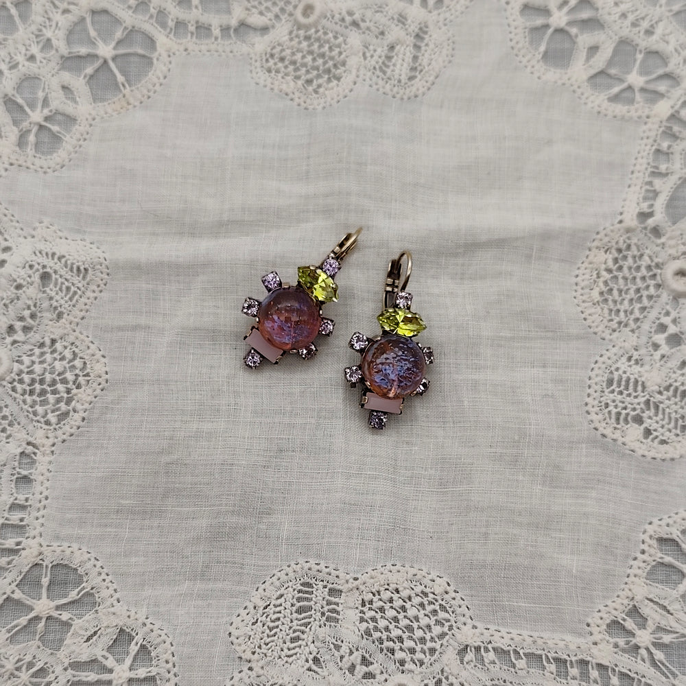 Boucles d'Oreilles Calyspo - Fantaisie | Violet, Rose et Vert Pomme - Au Bonheur Des Dames Toulouse