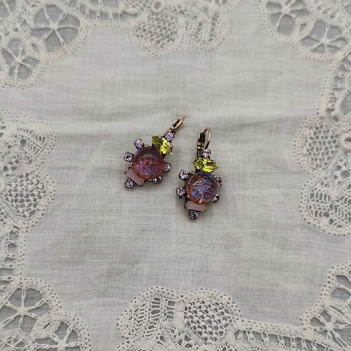 Boucles d'Oreilles Calyspo - Fantaisie | Violet, Rose et Vert Pomme - Au Bonheur Des Dames Toulouse