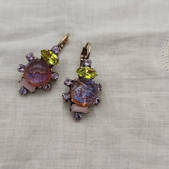 Boucles d'Oreilles Calyspo - Fantaisie | Violet, Rose et Vert Pomme - Au Bonheur Des Dames Toulouse