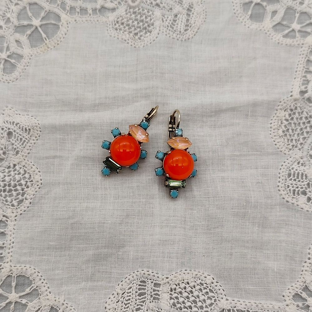 Boucles d'Oreilles Calypso - Fantaisie | Orange et Turquoise - Au Bonheur Des Dames Toulouse
