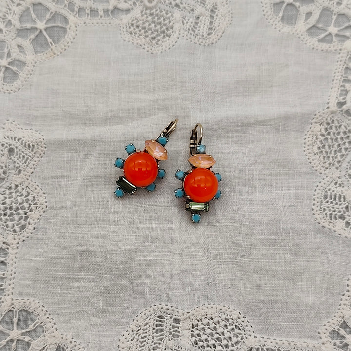 Boucles d'Oreilles Calypso - Fantaisie | Orange et Turquoise - Au Bonheur Des Dames Toulouse
