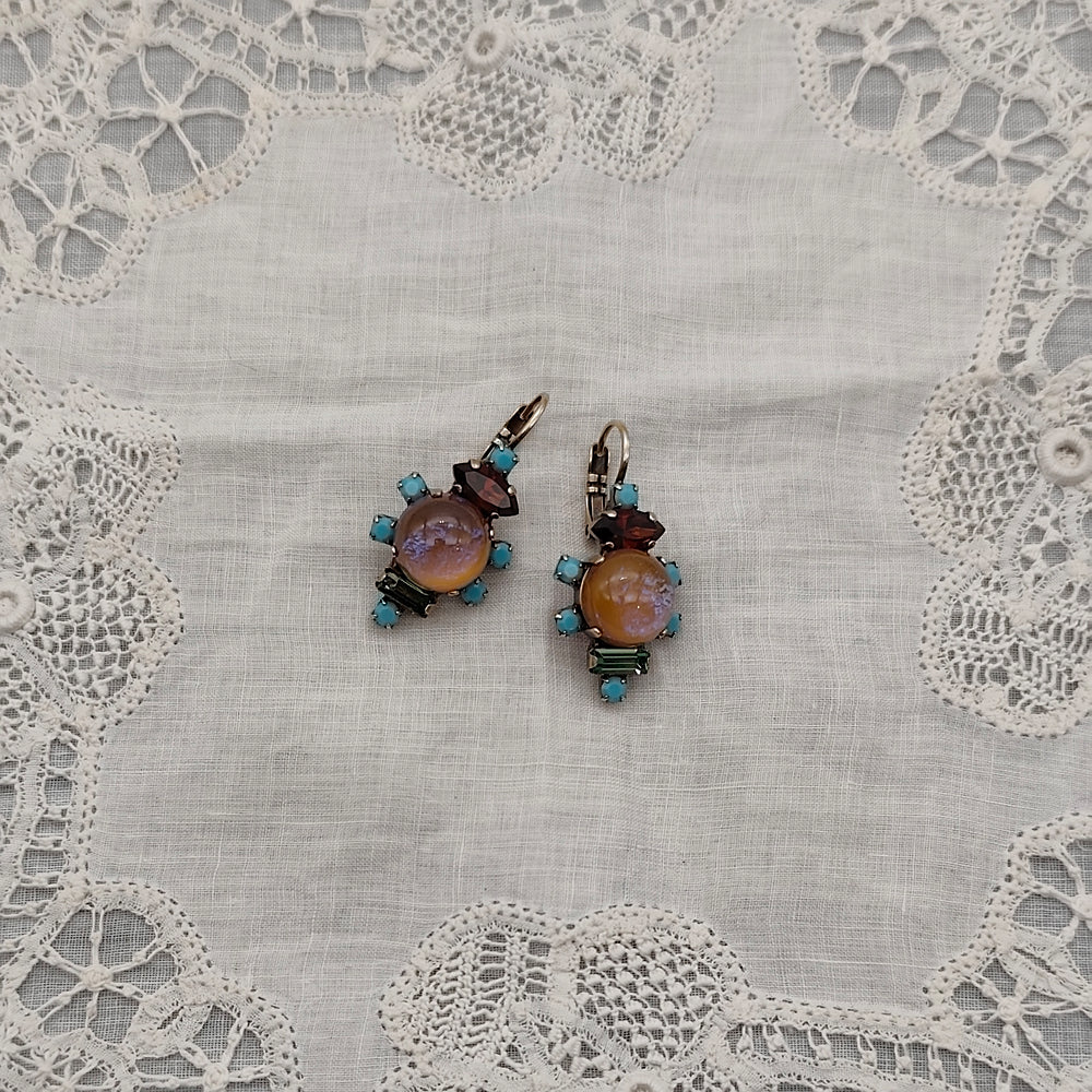 Boucles d'Oreilles Calypso - Fantaisie | Mordoré, Turquoise et Violet - Au Bonheur Des Dames Toulouse