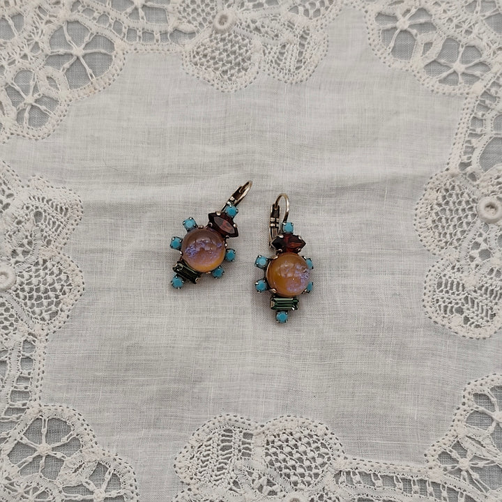 Boucles d'Oreilles Calypso - Fantaisie | Mordoré, Turquoise et Violet - Au Bonheur Des Dames Toulouse