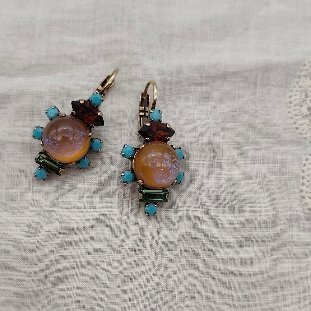 Boucles d'Oreilles Calypso - Fantaisie | Mordoré, Turquoise et Violet - Au Bonheur Des Dames Toulouse