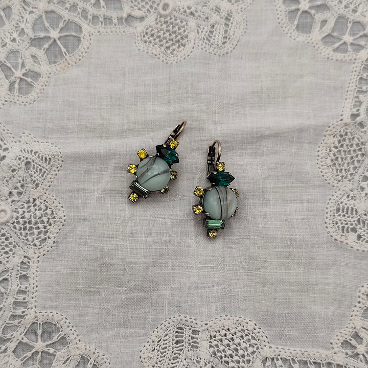 Boucles d'Oreilles Calypso - Fantaisie | Vert pâle et Vert Olive - Au Bonheur Des Dames Toulouse