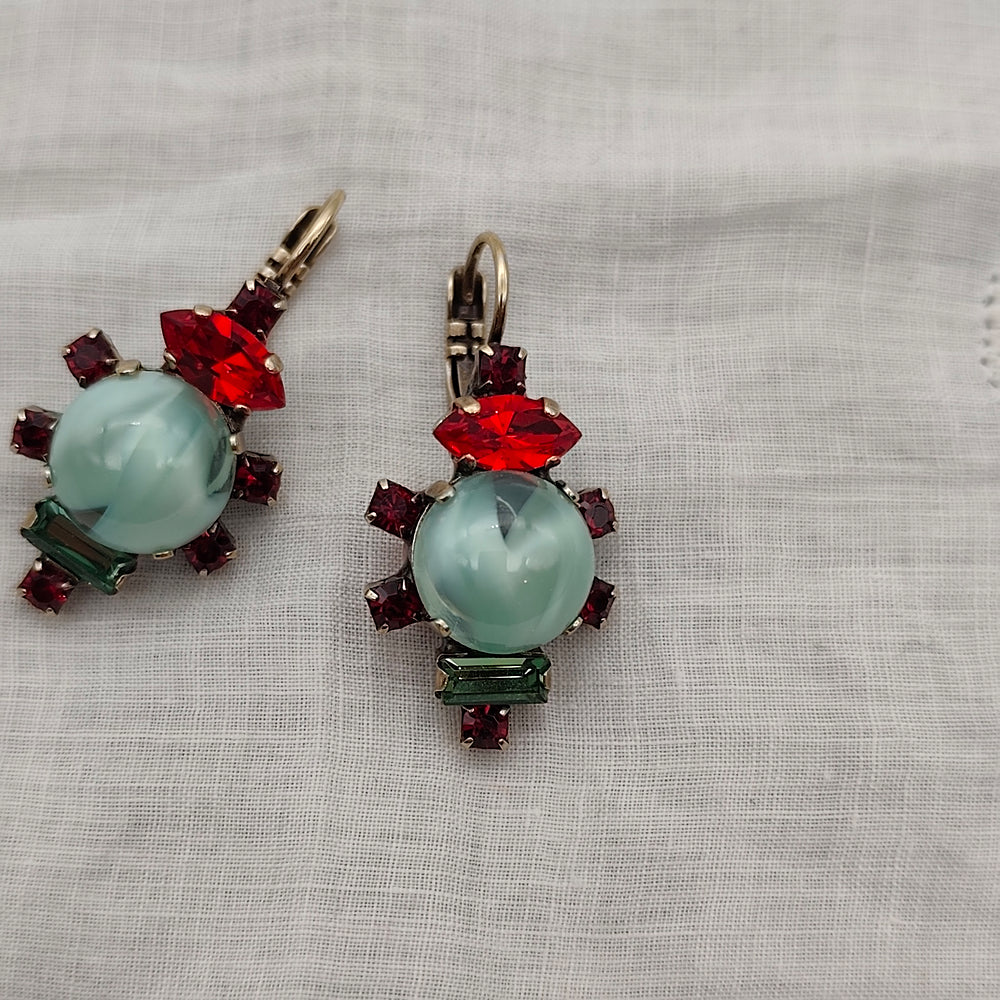 Boucles d'Oreilles Calyspo - Fantaisie | Turquoise et Rouge - Au Bonheur Des Dames Toulouse