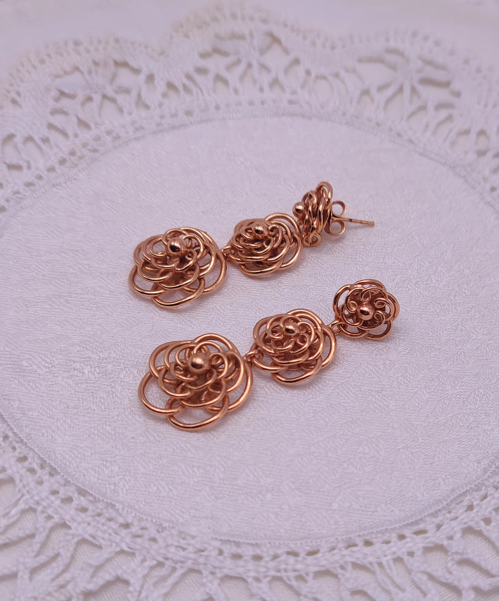 Boucles D'oreilles Tre Fiori Oro Rosso