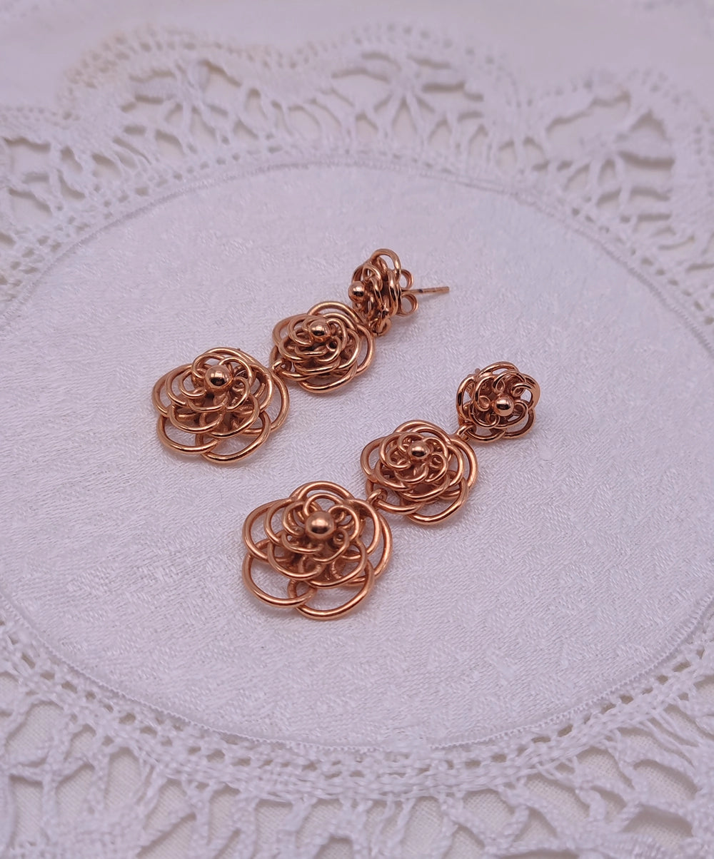 Boucles D'oreilles Tre Fiori Oro Rosso