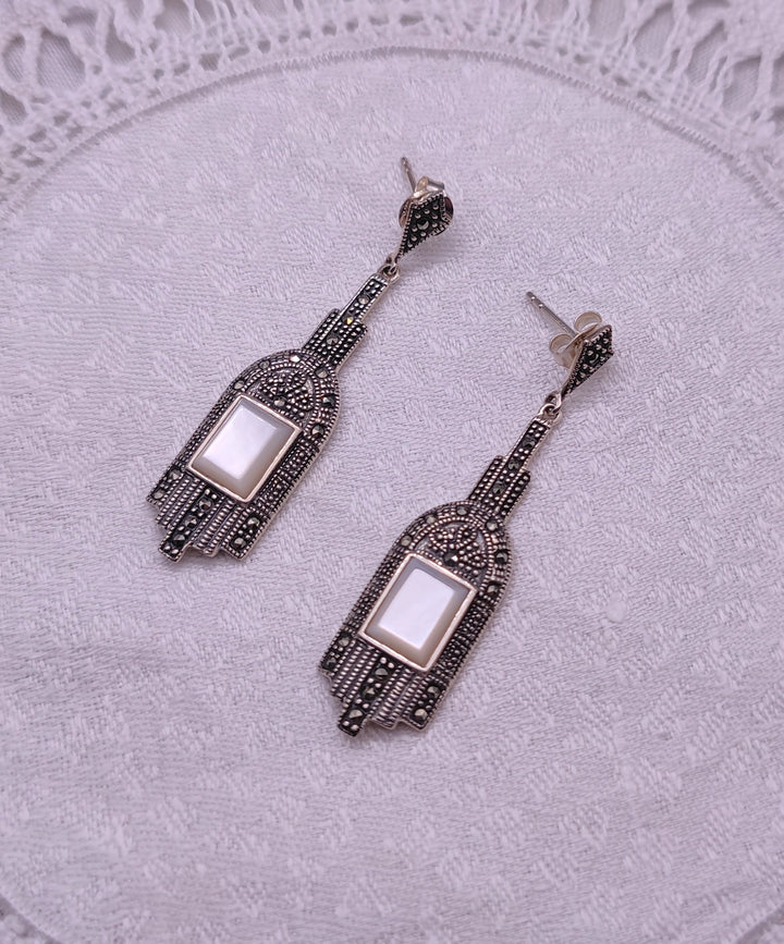 Boucles d'oreilles Art Déco New York Nacre