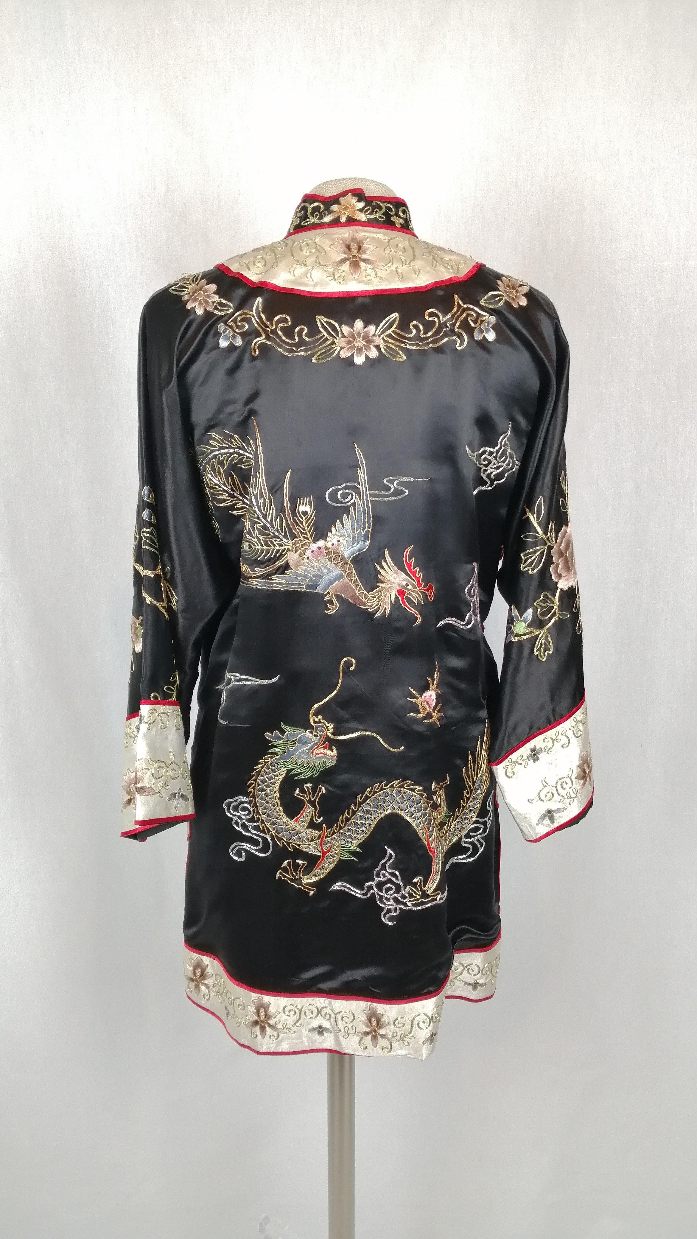Coq et dragon - Tenue Ancienne - Au Bonheur Des Dames Toulouse - ABDD - Kimono, Soie, Vintage, Vêtement
